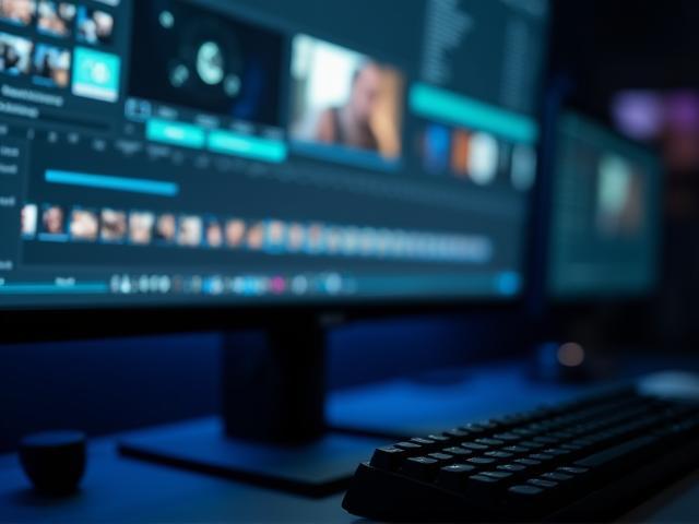 Computer screen showing video editing software