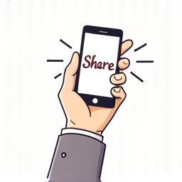 Illustration of a hand sharing content on a mobile phone screen